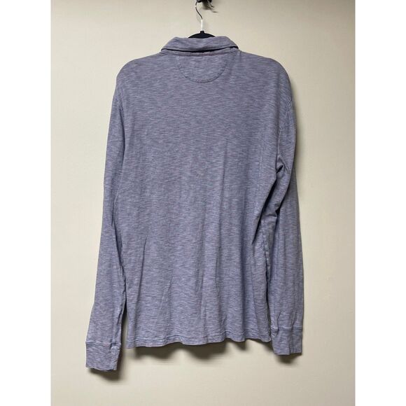 FAHERTY Blue/Red Striped Long Sleeve Polo, Sz M - Picture 2 of 6